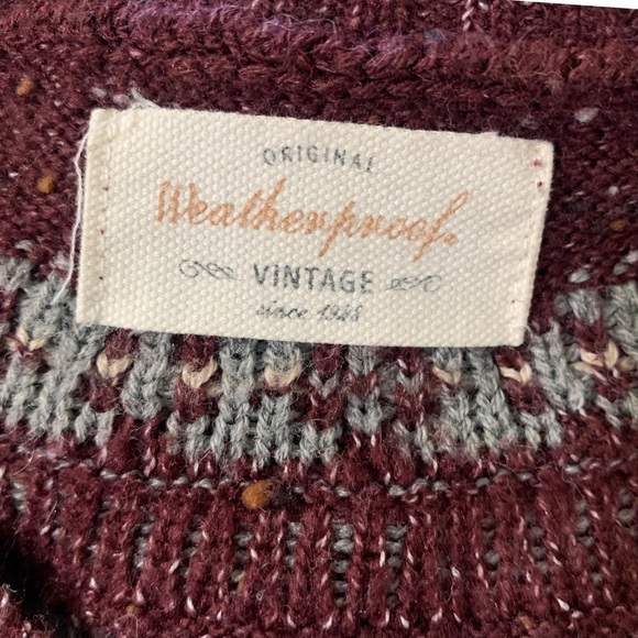WEATHERPROOF Vintage Nordic Sweater women's small maroon and grey - Picture 4 of 6